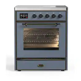 ILVE - Majestic II 30 inch Induction Range with 4 Elements ( Burnished Trim) - Blue Grey