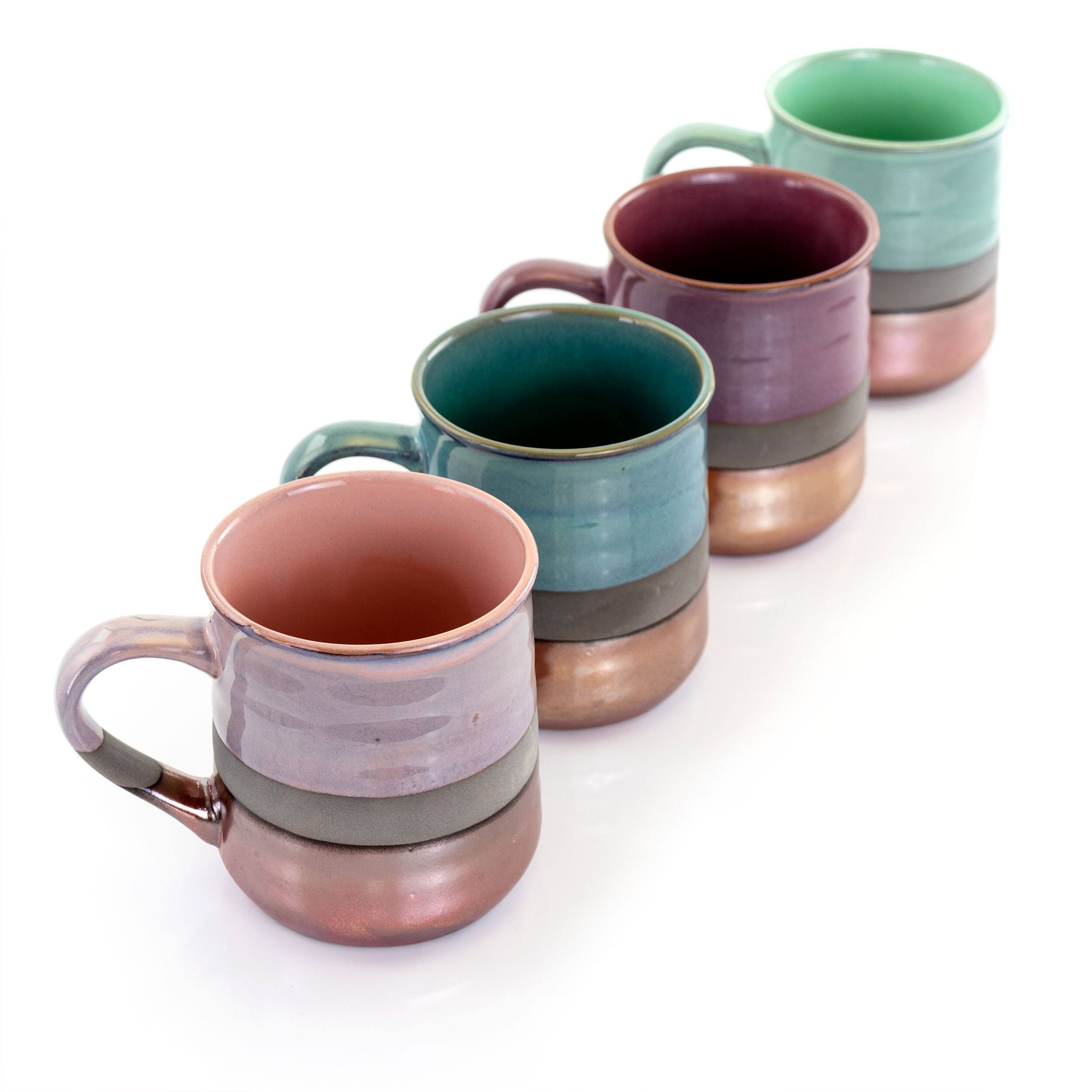 Alt View 1. Gibson - Gibson Home Copper Tonal 4 Piece 18 Ounce Round Stoneware Mug Set in Assorted Colors - Assorted.