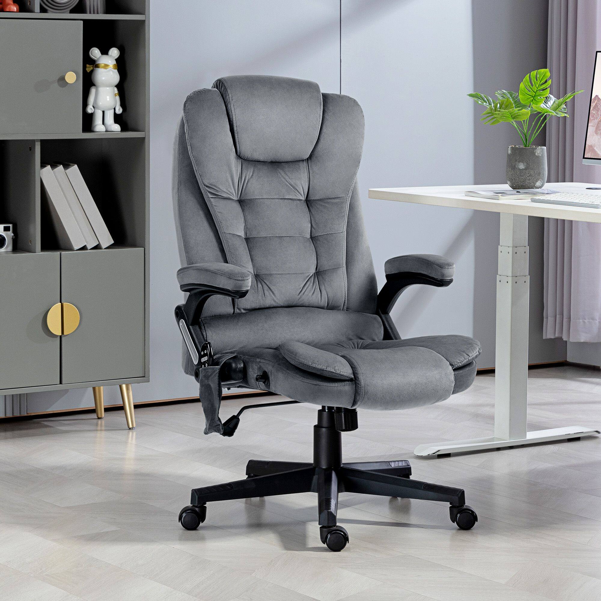 Left. Akoasm - 6 Point Executive Office Chair with Heat, Velvet High Back Vibrating Massage Office Chair-Dark Gray - Dark Gray.