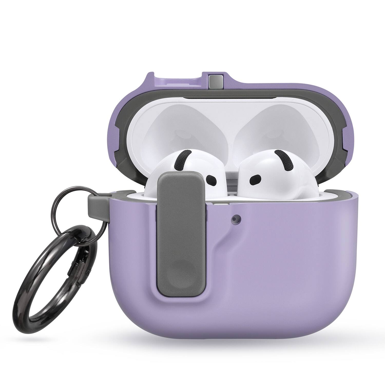 Left. Vena - For Apple Airpods 4 Case Cover, Airpods Case 4 4th Generation Dual Layer Auto Open Lock Wireless Charging, Purple - Purple.