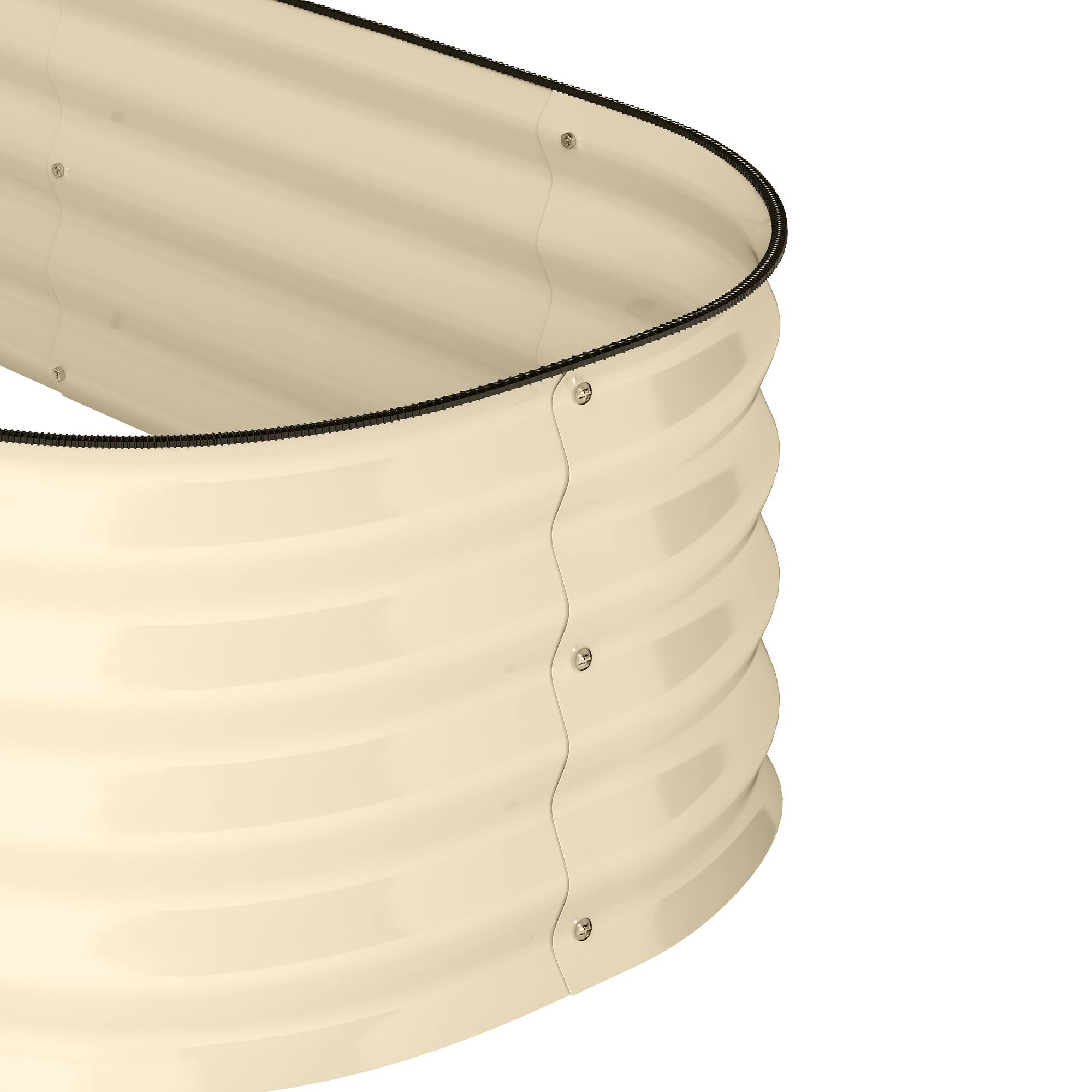 Alt View 7. Outsunny - 5' x 2' x 1' Galvanized Raised Garden Bed Kit, Outdoor Metal Elevated Planter Box with Safety Edging - Cream White.