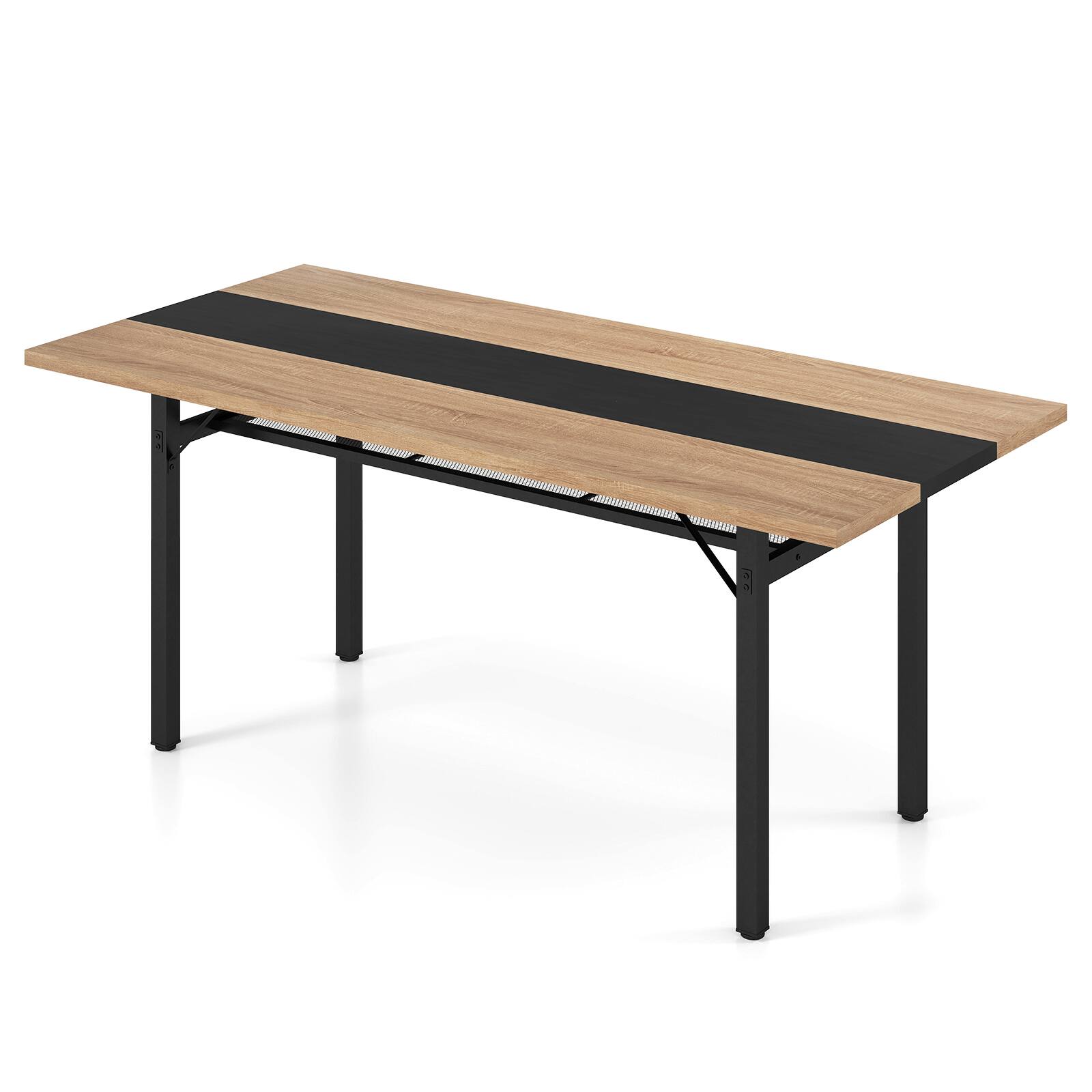 Alt View 9. Gymax - Gymax 71'' Long Large Wood Dinner Table 6 FT Dining Table w/ Heavy-Duty Metal Frame - Natural.