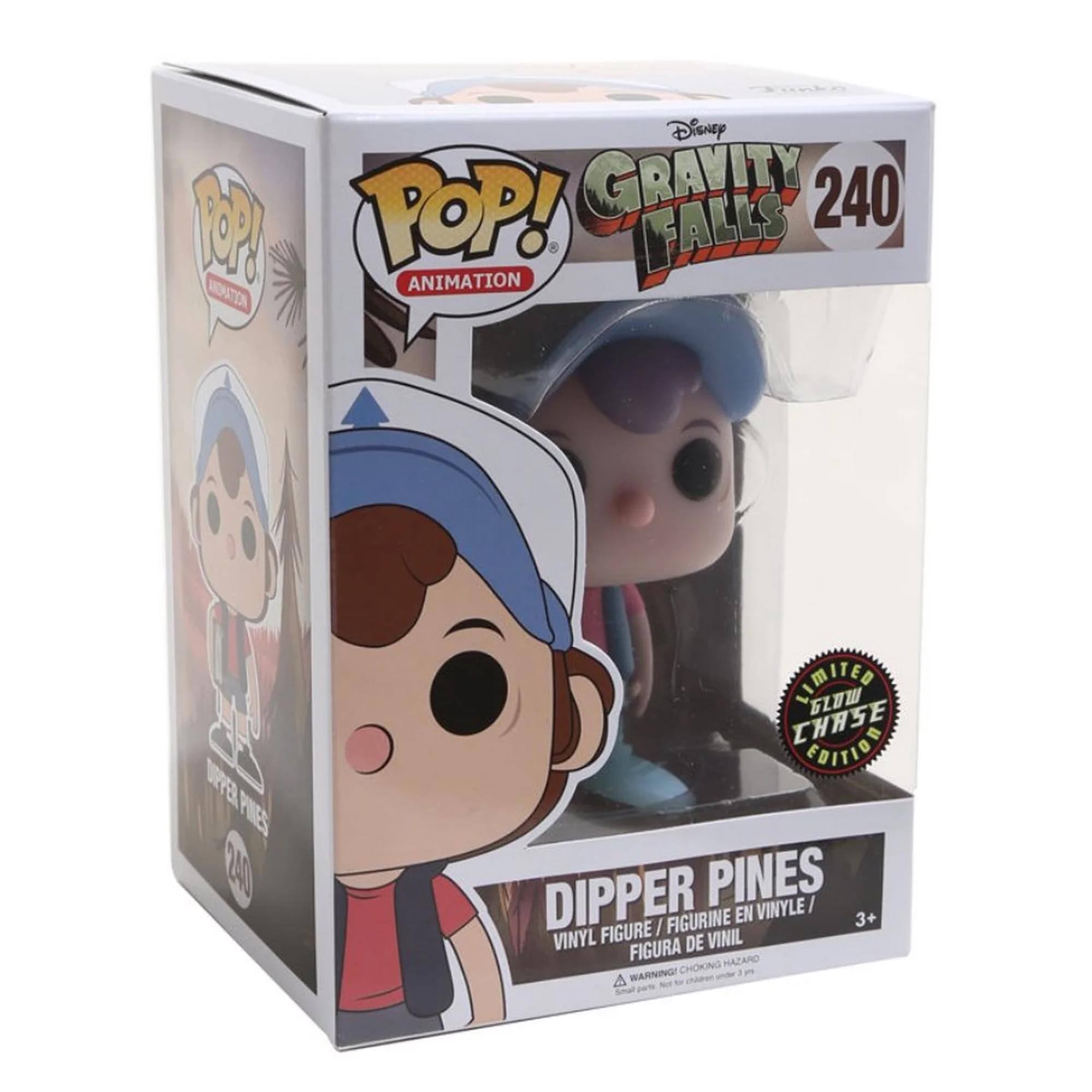 Disney POP! GRAVITY FALLS 240 ANIMATION LIMITED GLOW CHASE EDITION DIPPER PINES EN VINYLE / FIGURINE 3+ VINYL FIGURE DE VINIL FIGURA HAZARD WARNING! CHOKING HAZARD