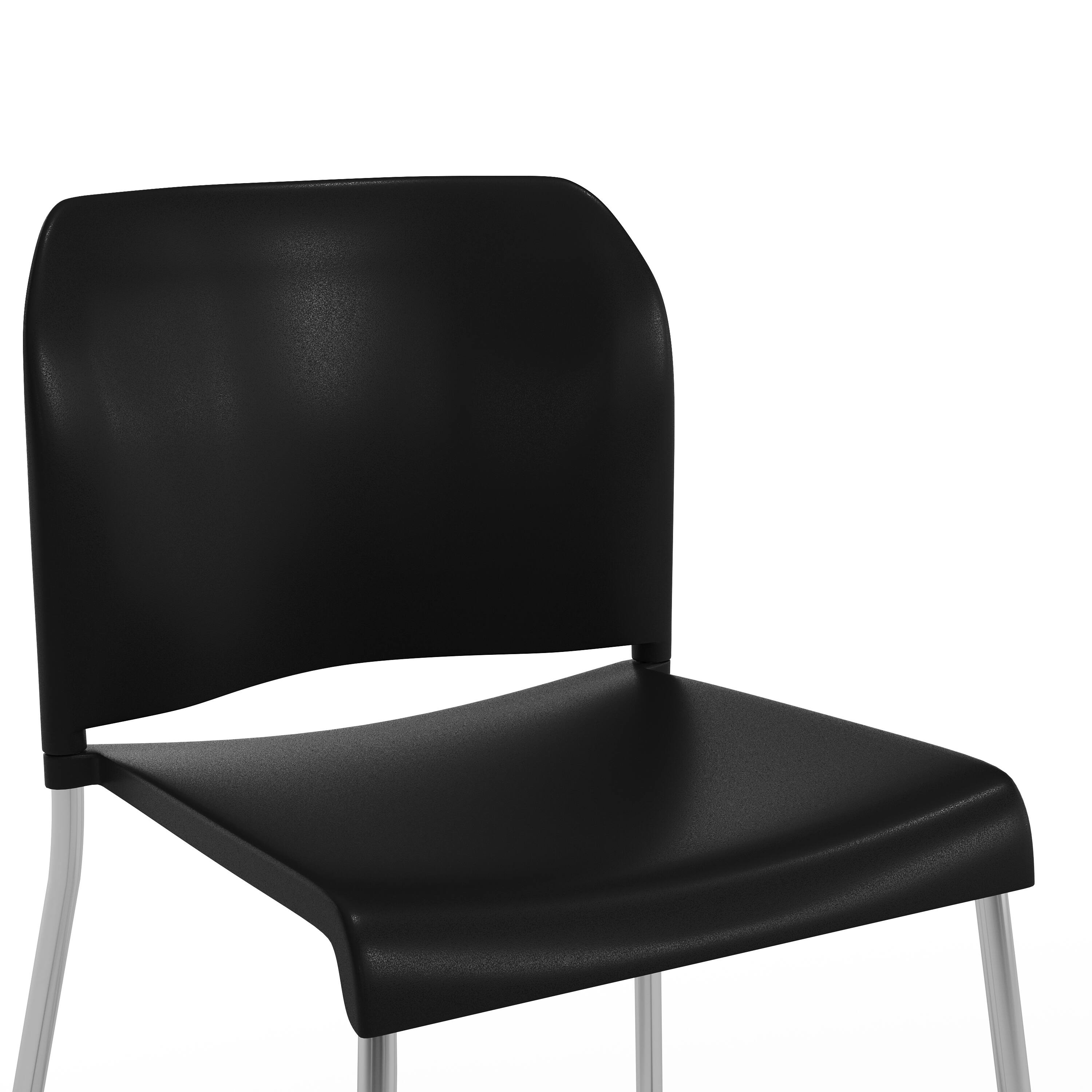 Alt View 10. Emma + Oliver - Calliope Stackable Office Reception Chair with Contoured Backrest and Chrome Sled Base - Black Plastic/Chrome Frame.