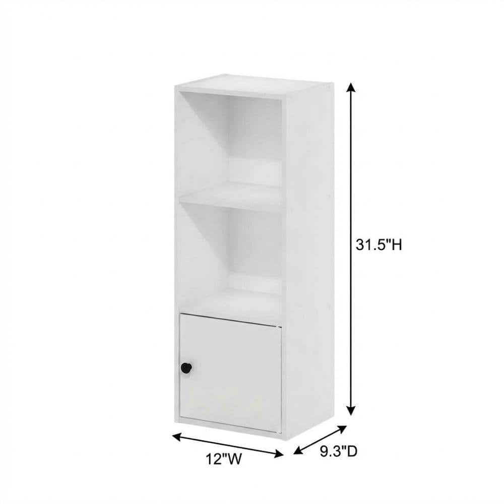FurniFact - 3-Tier Bookcase with Lockable Storage Door and Open Shelves - White price history on PriceWatchPro