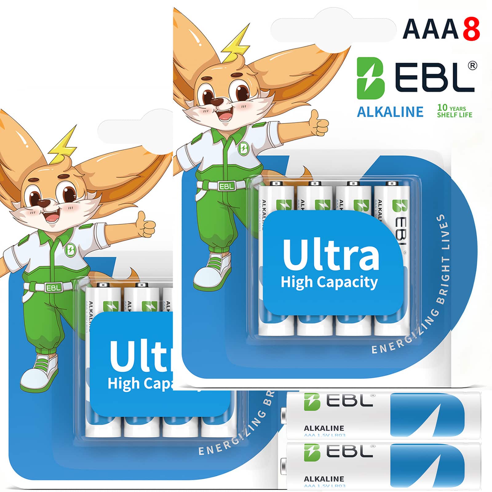 EBL - Ultra High Capacity Energy AAA Batteries 1.5V Triple A Alkaline Battery 10 Years Shelf Life 0 Leakage Safe No Hg No Cd.