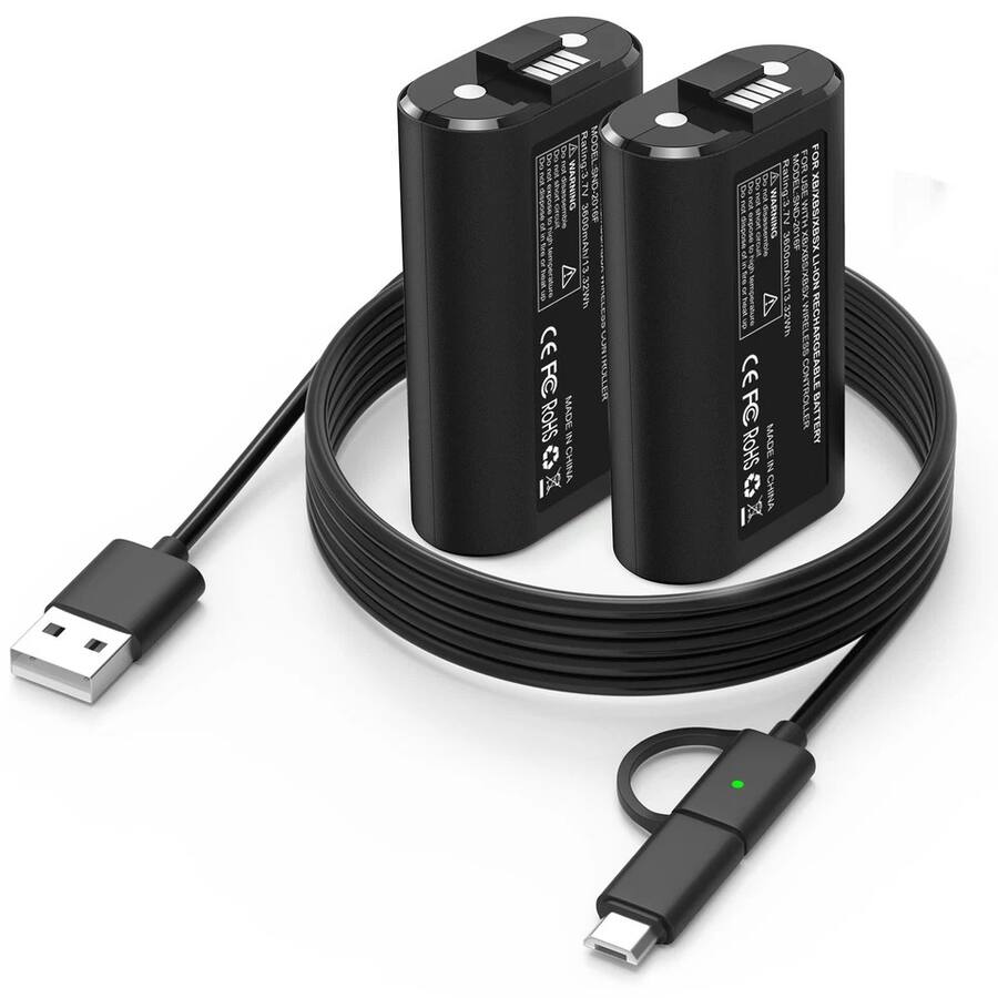 Batterie Rechargeable Pour Manette Xbox One X - Inclut Couvercle Et Câble USB - Marque Vhbw, 1200 MAh NiMH
