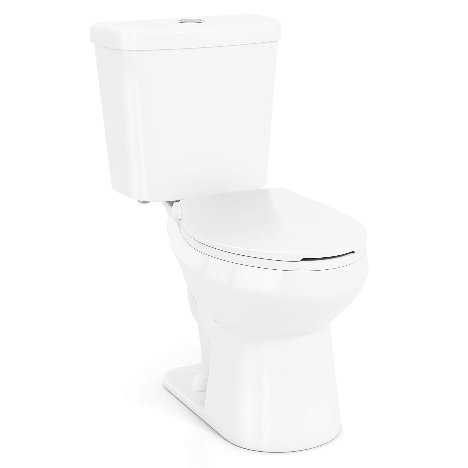 Front. Costway - Costway Two-Piece Elongated Toilet with 17.5" ADA Comfort Chair Height Seat MAP 1000g - White.