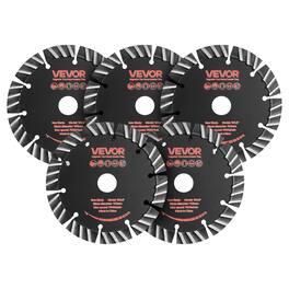 VEVOR - Diamond Blades 5.24 inch, 5-Pack Wall Chaser Saw Blade Cutting Blade, 0.79 in Arbor, High-Hardness Diamond Segments - Red