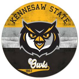 Jardine - Kennesaw State Owls 20'' x 20'' Retro Logo Circle Sign - Yellow