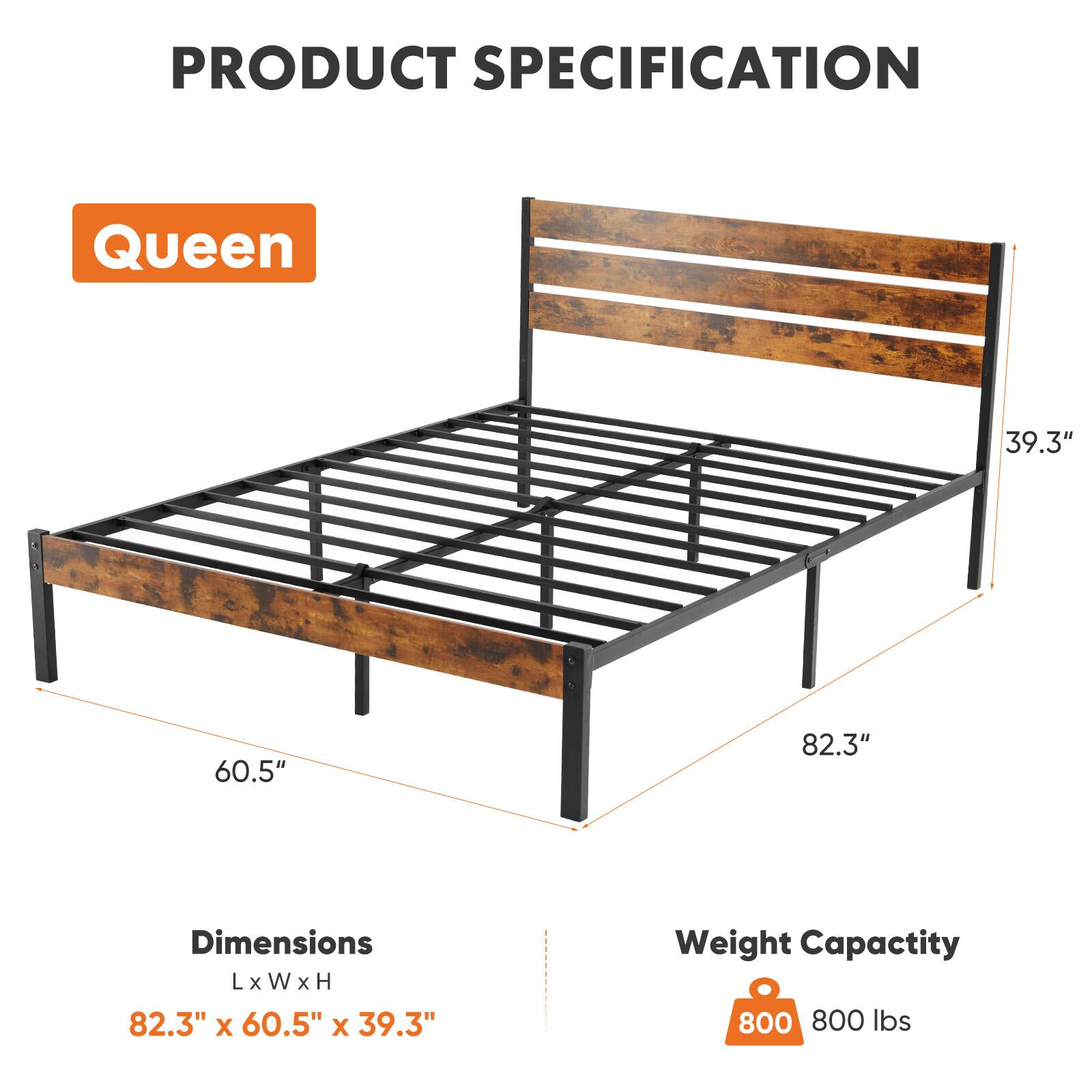 **PRODUCT SPECIFICATION**

**Queen**

**Dimensions**  
L x W x H  
82.3" x 60.5" x 39.3"

**Weight Capacity**  
800 lbs