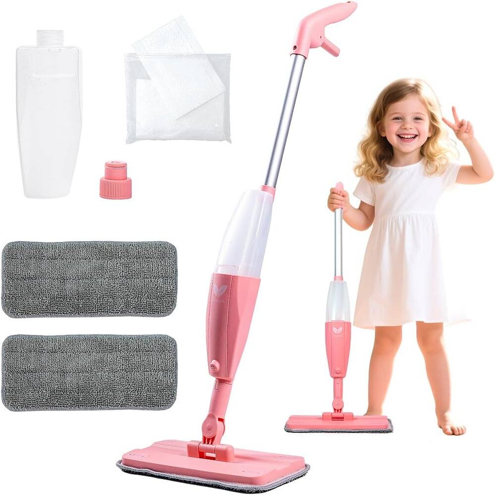 Front. Schertz - Kids Spray Mop - Pink, 2 Washable Microfiber Pads, 10 Dry Dusting Cloths.