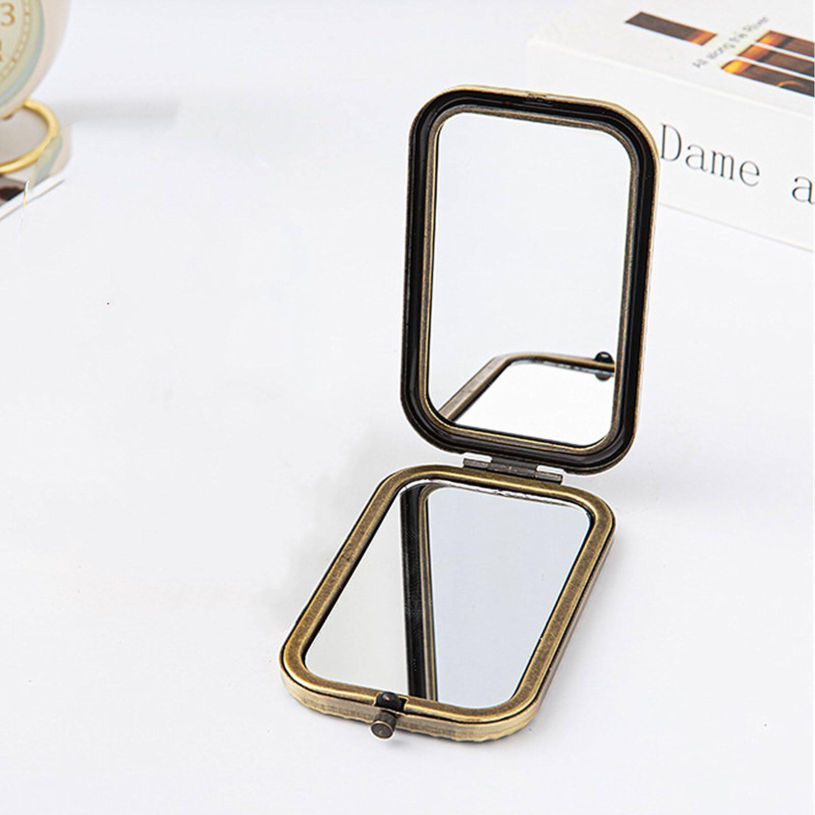 Left. Comfort Essence - 6pcs Vintage Peacock Pattern Makeup Pocket Purse Magnification Jewel Mirror (6 Different Patterns) - Default.