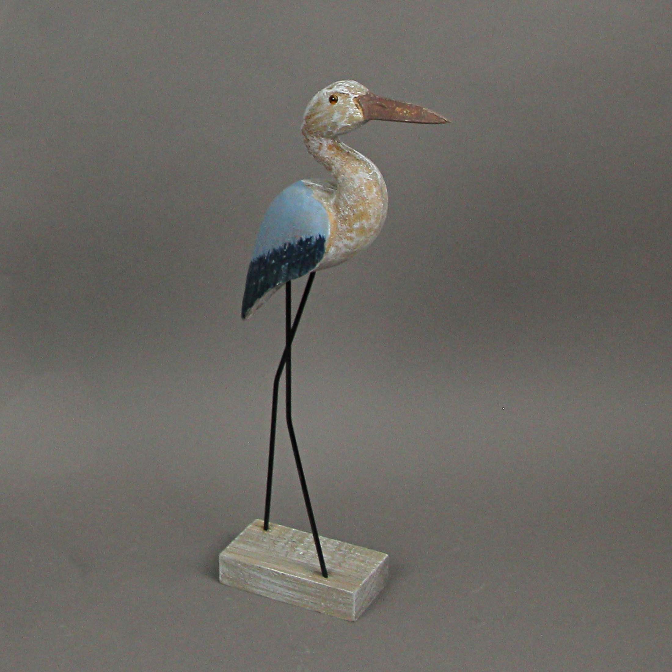 Alt View 4. J.D. Yeatts - 16 Inch Hand Carved Wood Blue Heron Bird Statue Home Coastal Decor Sculpture Art - Blue.