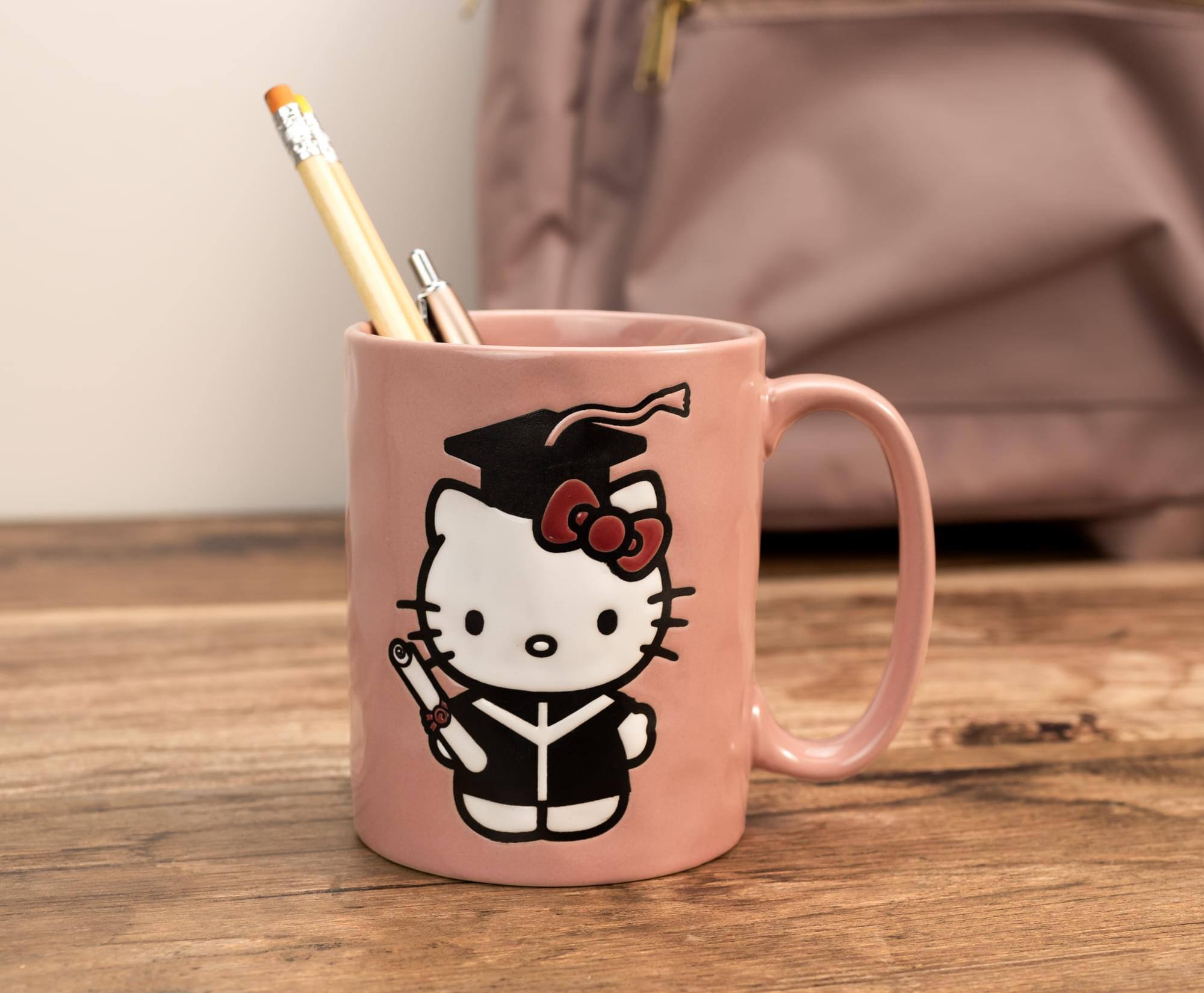 Alt View 5. Silver Buffalo - Sanrio Hello Kitty Graduation Ceramic Pottery Mug | Holds 17 Ounces - Pink.