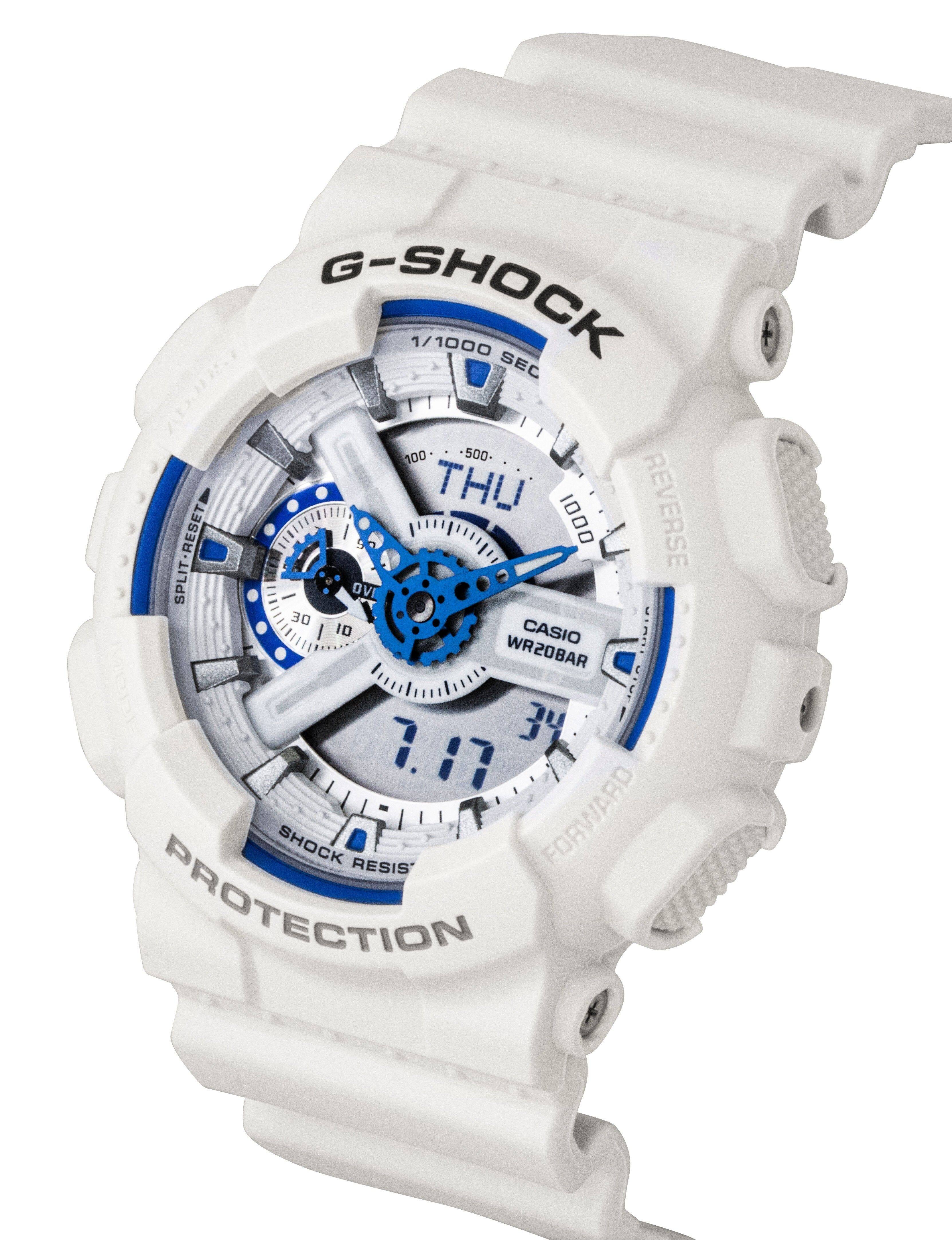 G-SHOCK  
1/1000 SEC  
THU  
REVERSE  
RESET  
SPLIT  
CASIO  
WR20BAR  
SHOCK RESIST  
PROTECTION  
FORWARD