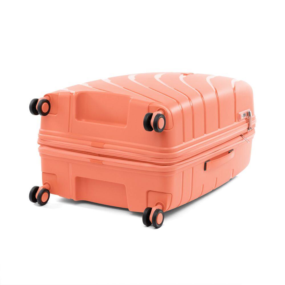 Left. Atlantic - Atlantic Convertible Medium to Large Checked Expandable Hardside Spinner - Coral Orange.