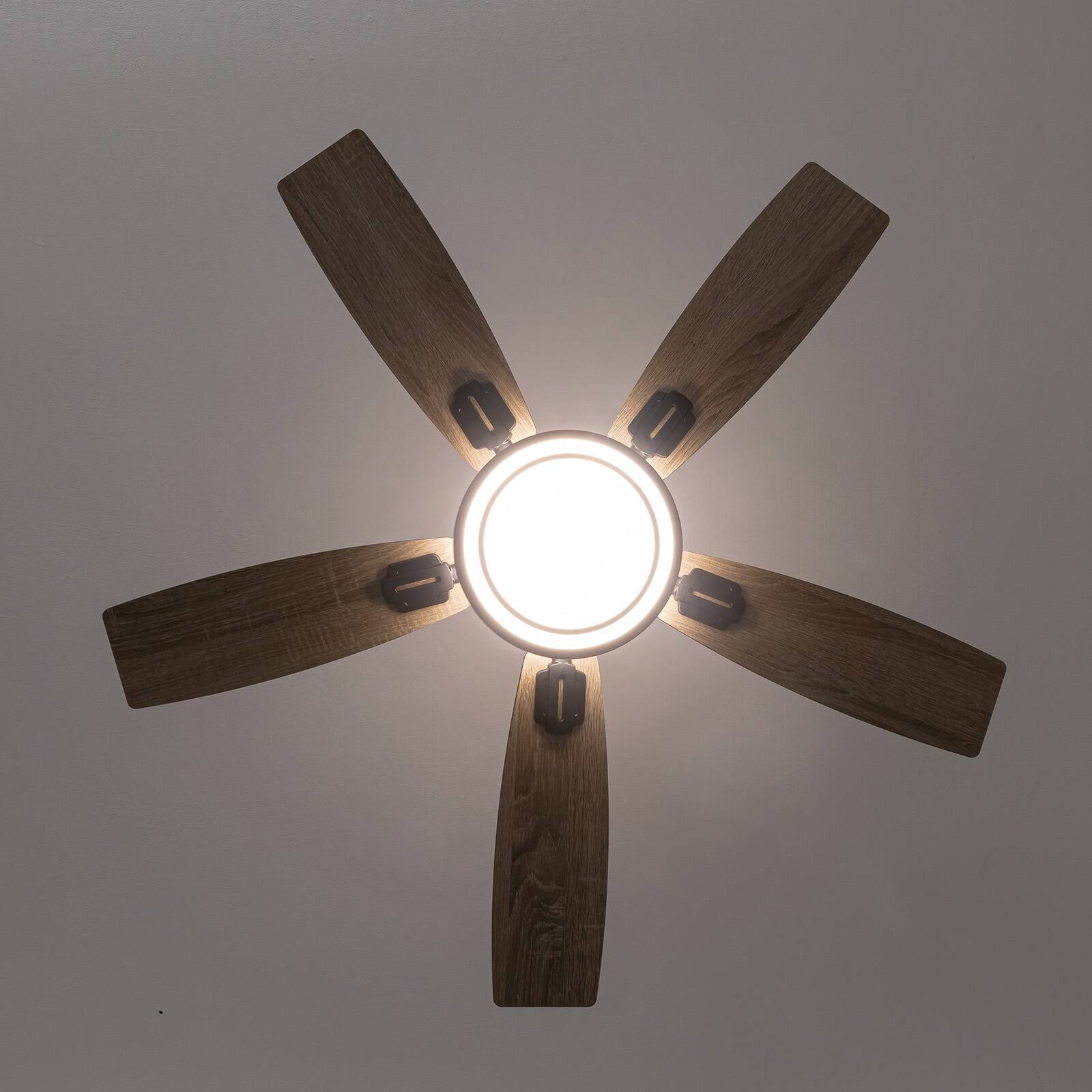 Alt View 5. Siljoy - 42 Inch Black Flush Mount Ceiling Fan with LED Lights, Remote, Reversible DC Motor,  Timer – for Bedroom & Living Room - Black.