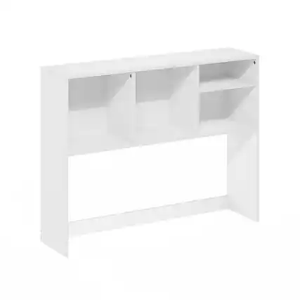 Front. Furinno - Classic Desktop Bookshelf Storage Hutch, Desk Organizer with 4 Shelves - White.