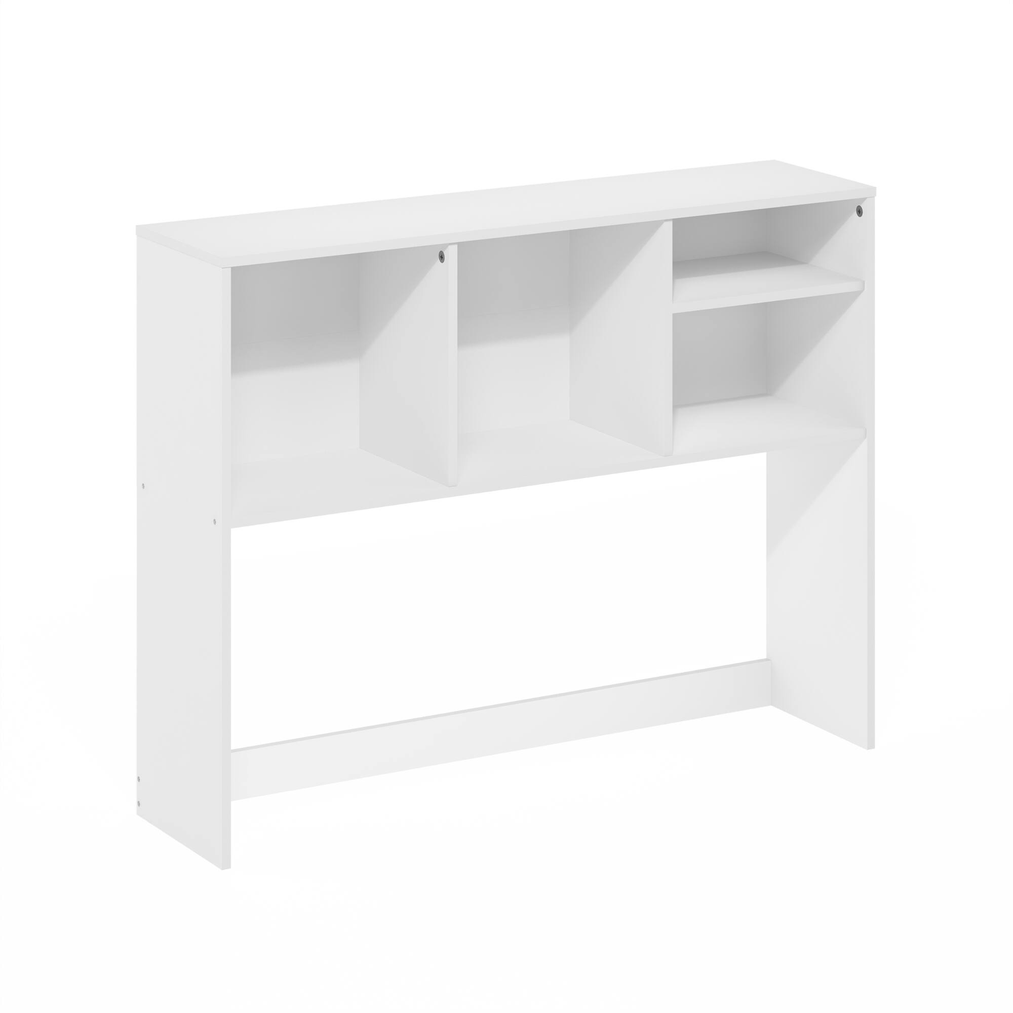Front. Furinno - Classic Desktop Bookshelf Storage Hutch, Desk Organizer with 4 Shelves - White.