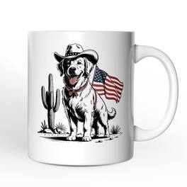 OrnamentallyYou - American Cowboy Dog Mug, Western 4th of July Gift - White