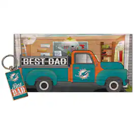 Fan Creations - Miami Dolphins 6'' x 12'' Best Dad Truck Sign & Key Chain Bundle - Multicolor