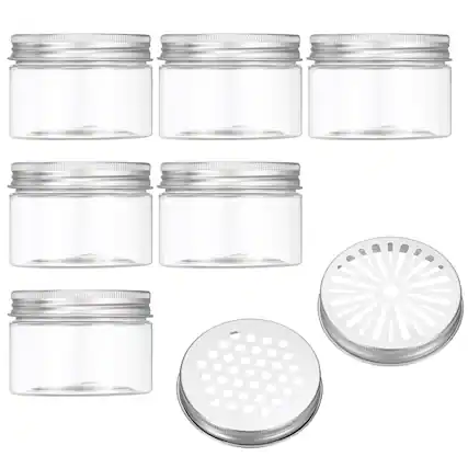 Front. Unique Bargains - Premium Empty Scent Beads Container, Refillable Spice Tin Hollow Lid, 6pcs 4.1oz - For Aromatherapy, Scent, Storage - Clear.