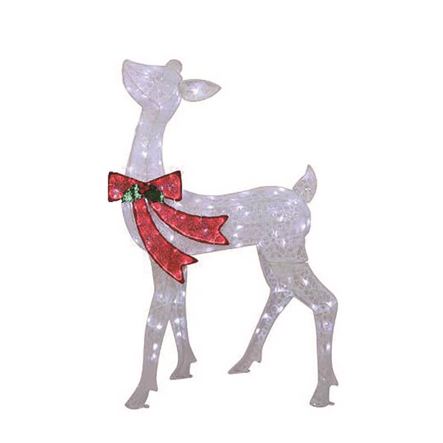 Celebrations - LED Warm White Reindeer 34.5 in. Yard Decor - White | Red