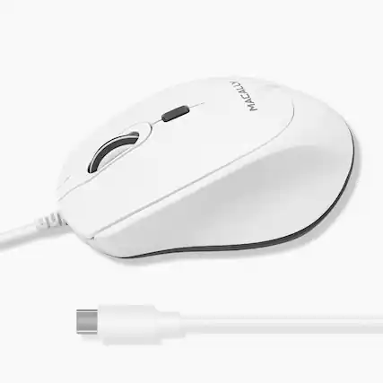Front. Macally - Macally USB C Mouse for Mac - Precise, Comfortable, and Quiet - Wired Type C Mouse - White - White.