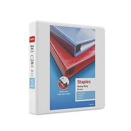 Staples - Heavy Duty 1 1/2" 3-Ring View Binder, D-Ring - White