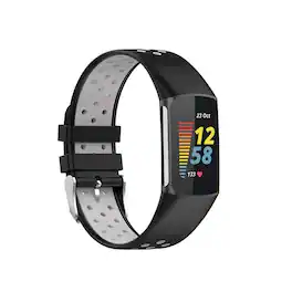 StrapsCo - Sports Band Silicone Rubber Watch Strap For Fitbit Charge 6 - Black & Grey