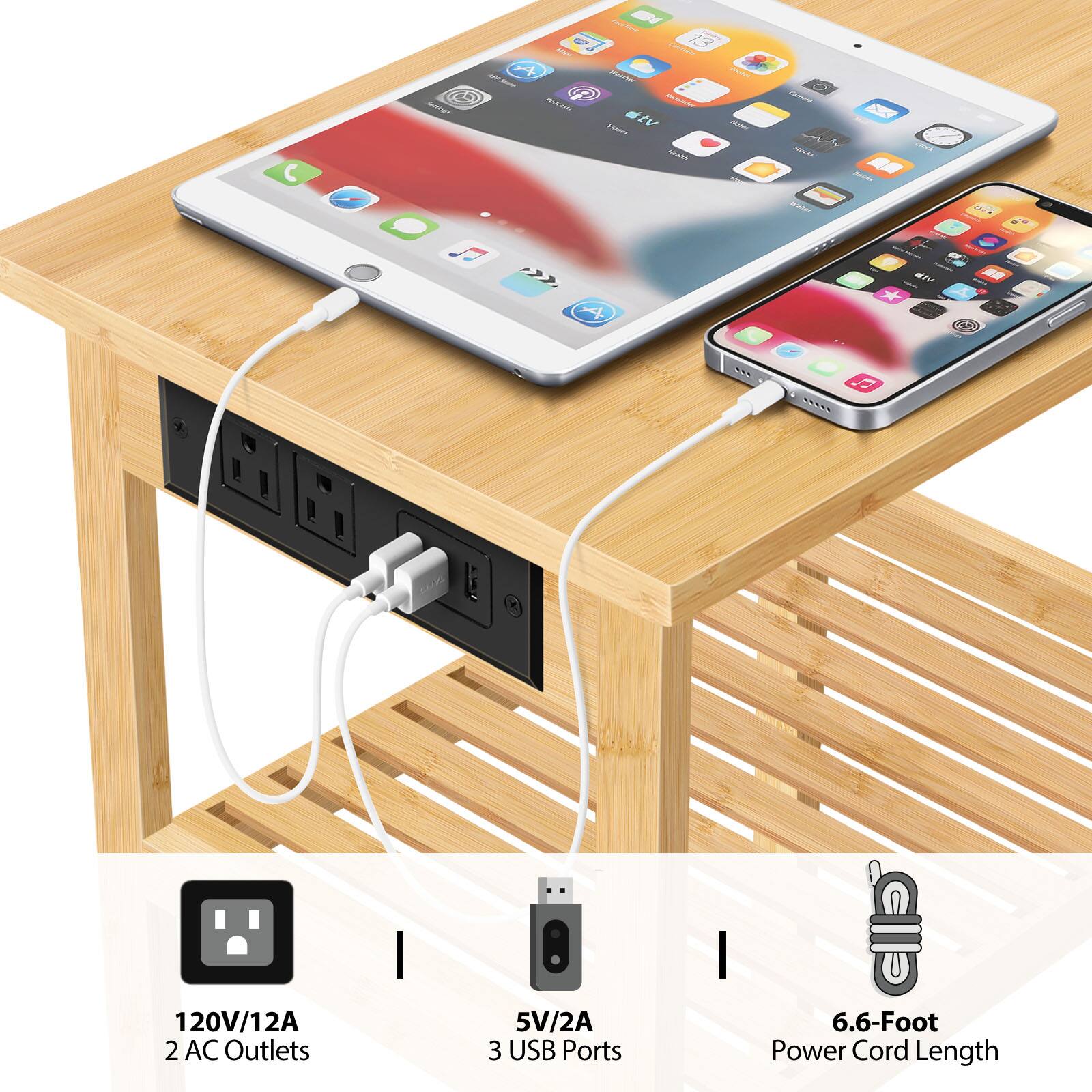 C - 6   Aa 9 LUAIY 19 - -E  R 2.S -' 2   F N K 120V/12A 2 AC Outlets 5V/2A 3 USB Ports 6.6-Foot Power Cord Length