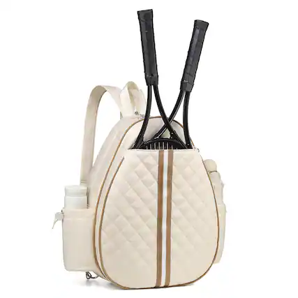 Front. Unique Bargains - Tennis Bag Convertible Tennis Sling Crossbody Backpack Waterproof Reversible Tennis Racket Bags for Women Men - Beige.