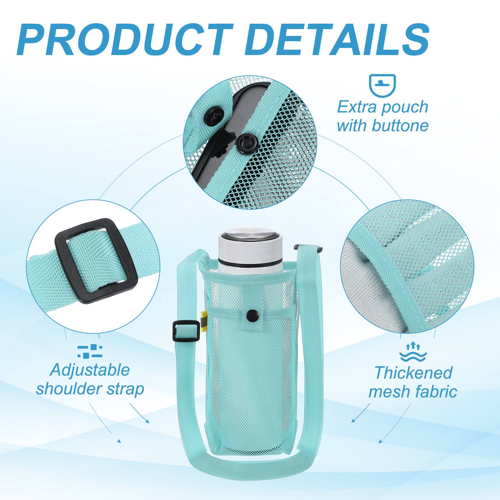 PRODUCT DETAILS

- Extra pouch with button
- Adjustable shoulder strap
- Thickened mesh fabric