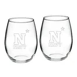 Jardine - Navy Midshipmen 2-Piece 21oz. Stemless Wine Glass Set - Multicolor