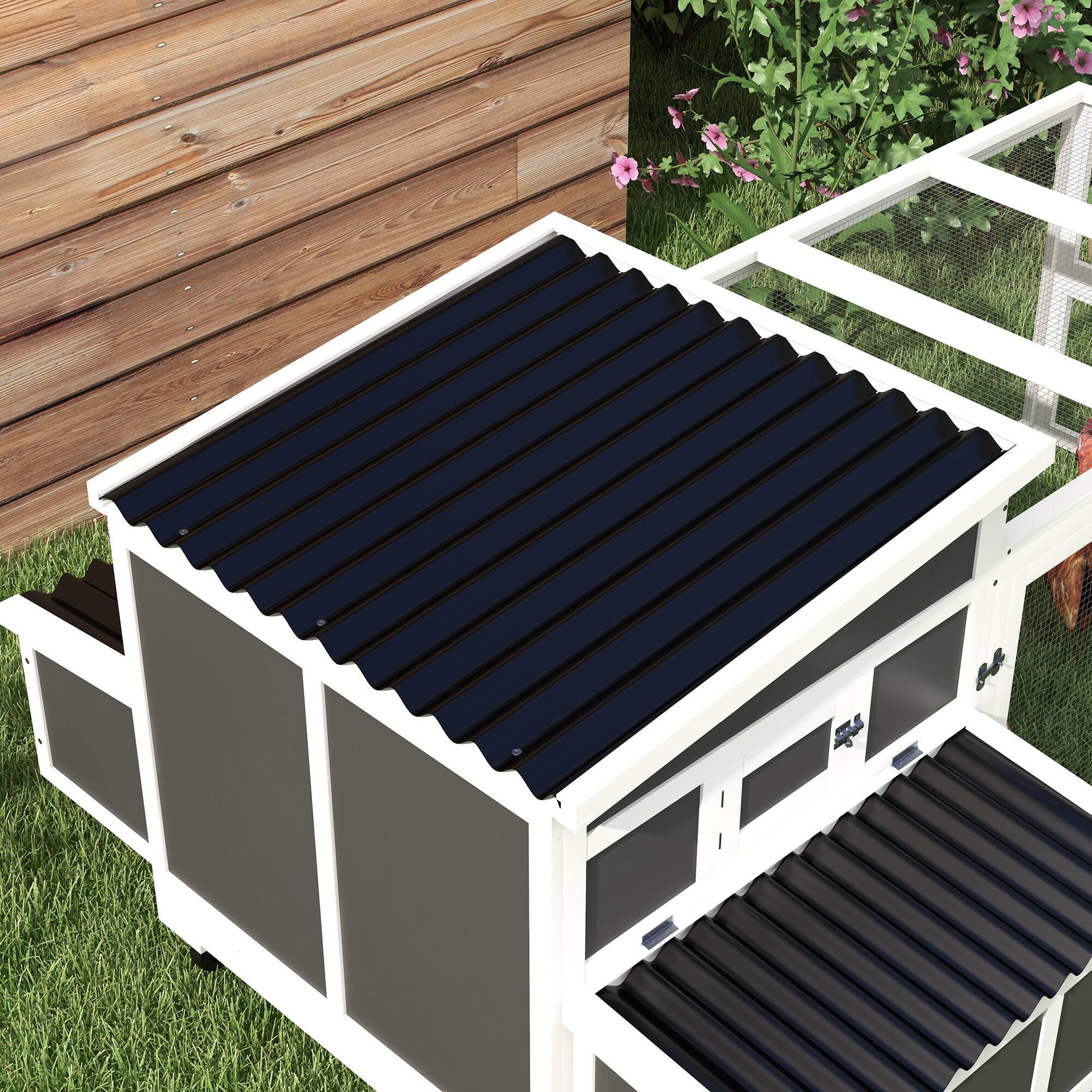 Alt View 5. Pawhut - Wooden Chicken Coop, Chicken Tractor with Large Run, Outdoor Poultry Cage, Nesting Box, Tray, Windows.