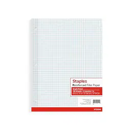 Staples - Graph Ruled Filler Paper, 8.5" x 11", 100 Sheets/Pack (ST25549G) - White