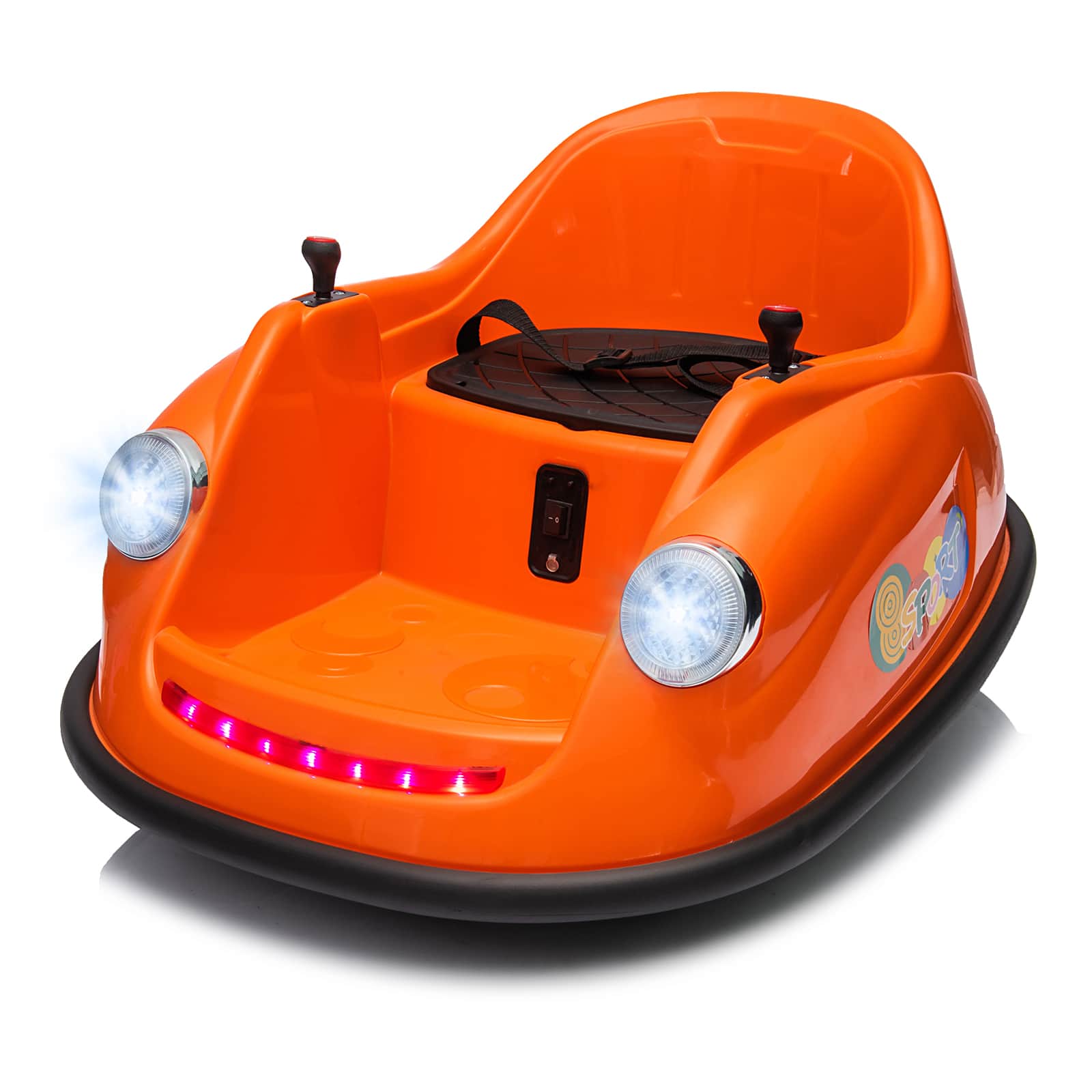 Jojoka - 12V Toddler Bumper Car, Remote Control, 360° Spin, Lights & Sounds, Electric Ride On Vehicle, White, Ages 2-5 - Orange