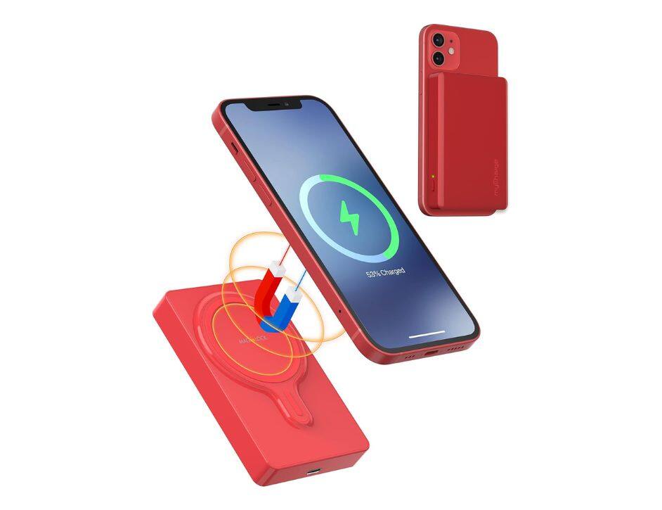 myCharge - Maglock Magnetic Powerbank with 32 HRS Of Battery Life | Color: - Red