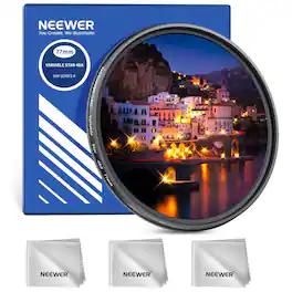 Neewer - 77mm Adjustable 4/8 Point Star Filter, Rotatable, Cross Screen Effect, Multi-Coated, w/ 3 Cloths