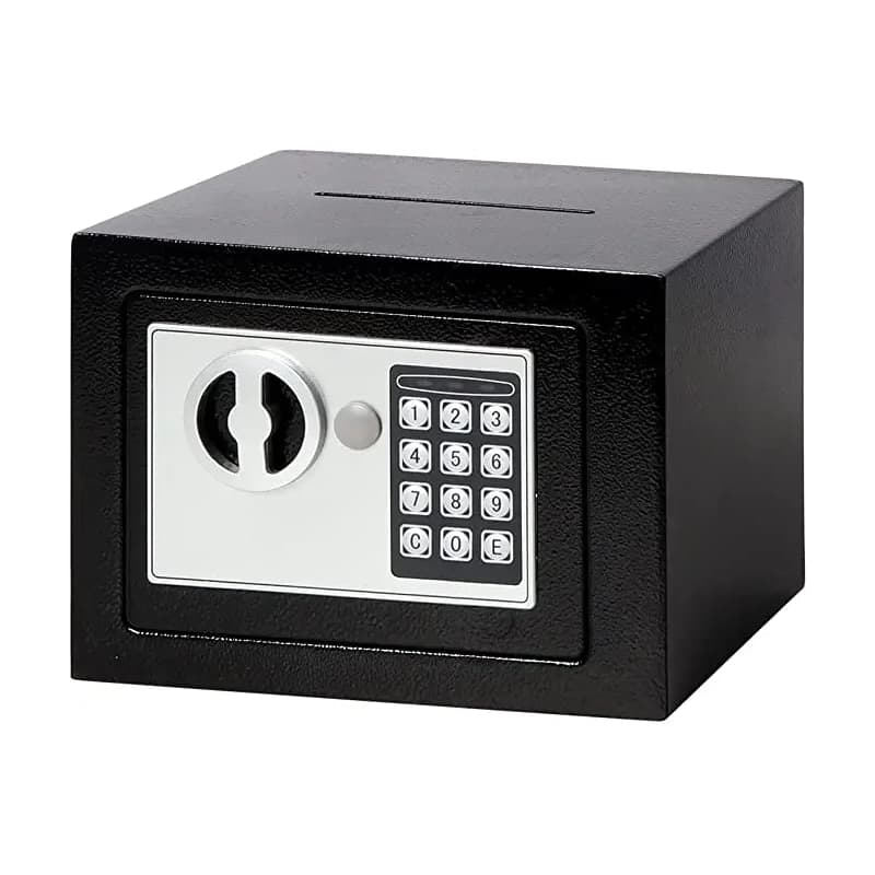 Cluzine - Mini Electronic Safe Box with Coin Slot, Digital Keypad, Steel Security Safe for Home Cash