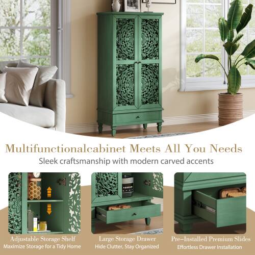 Multifunctional Cabinet Meets All Your Needs

Sleek craftsmanship with modern carved accents

Adjustable Storage Shelf - Maximize Storage for a Tidy Home

Large Storage Drawer - Hide Clutter, Stay Organized

Pre-Installed Premium Slides - Effortless Drawer Installation