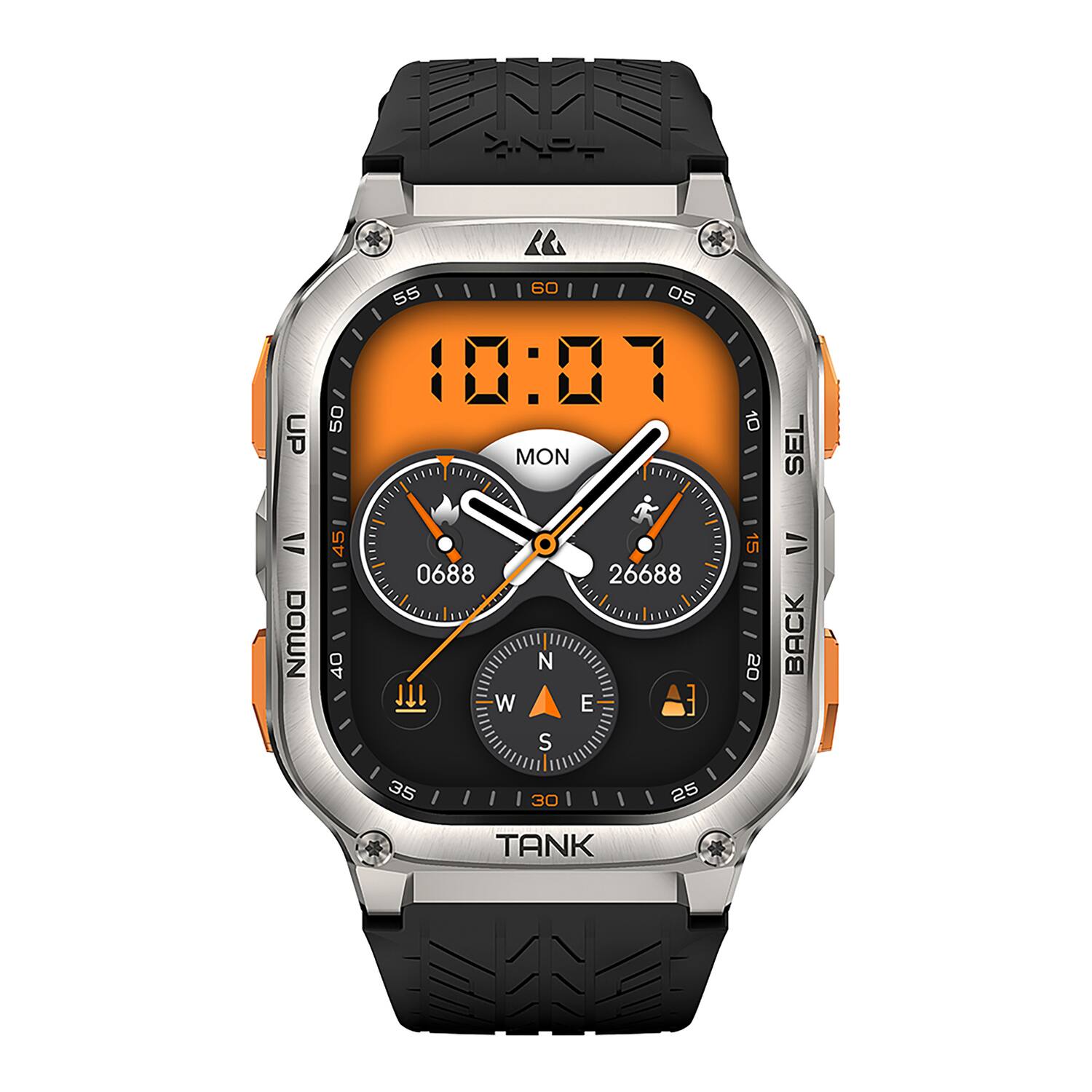 UP 50 60 55 05 10:07 MON 10 SEL = DOWN 45 40 0688 1T W N S 26688 E E 15 20 = BACK 35 I 30 25 TANK