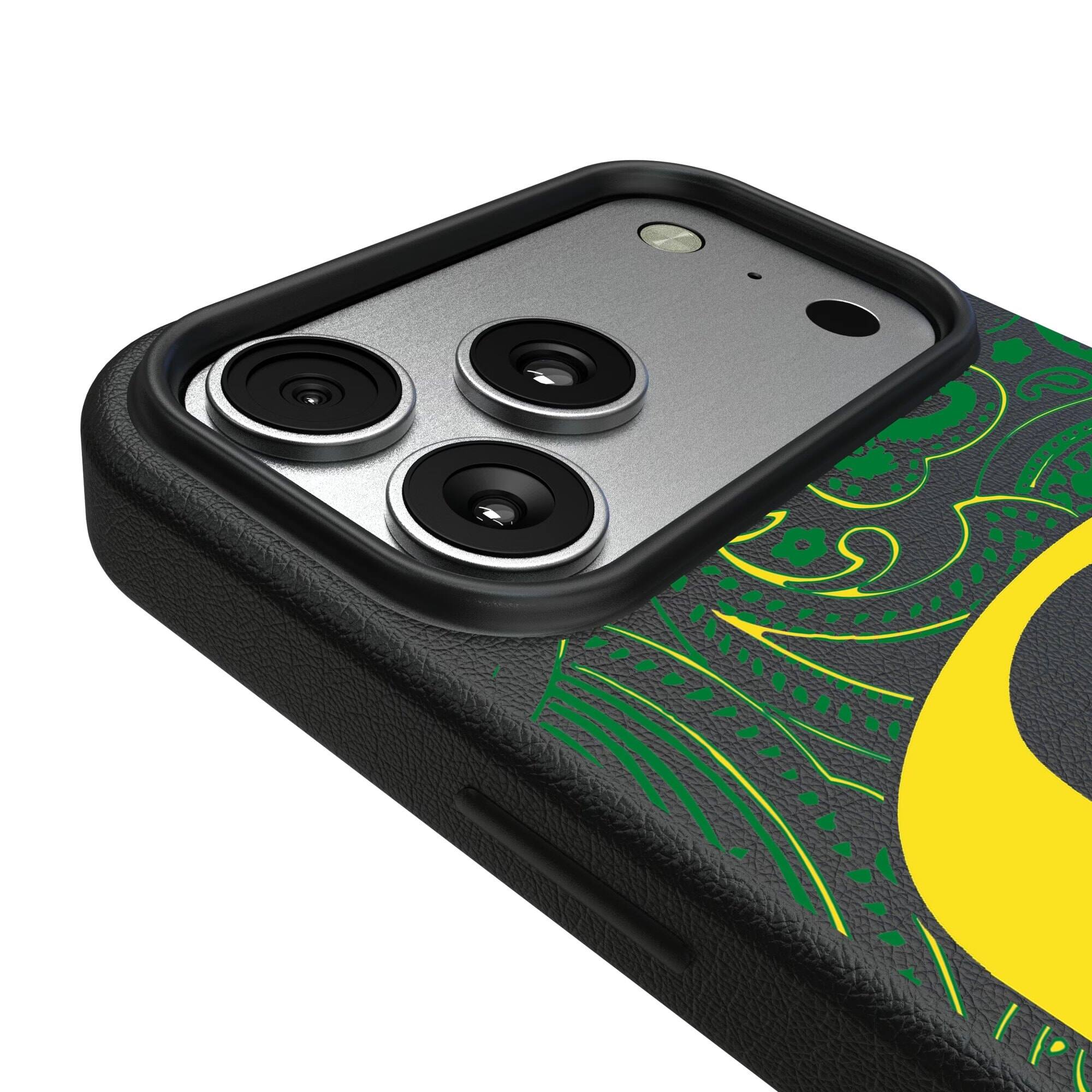 Alt View 2. Keyscaper - Oregon Ducks Paisley iPhone Magnetic Bump Case - 16 - Black.