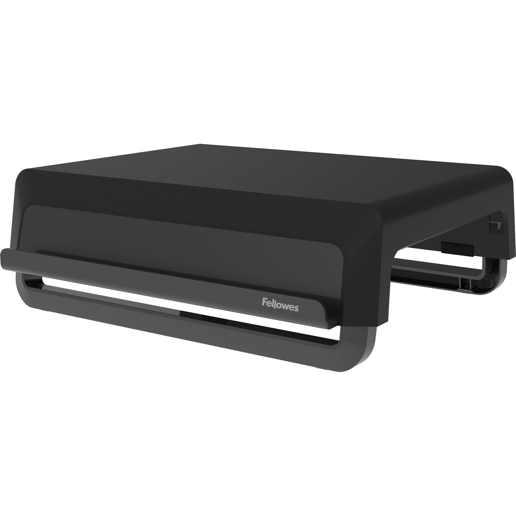 Front. Fellowes - Breyta Monitor Stand, 13.94" x 11.97" x 3.23" to 5.9", Black, Supports 33 lb - Black.