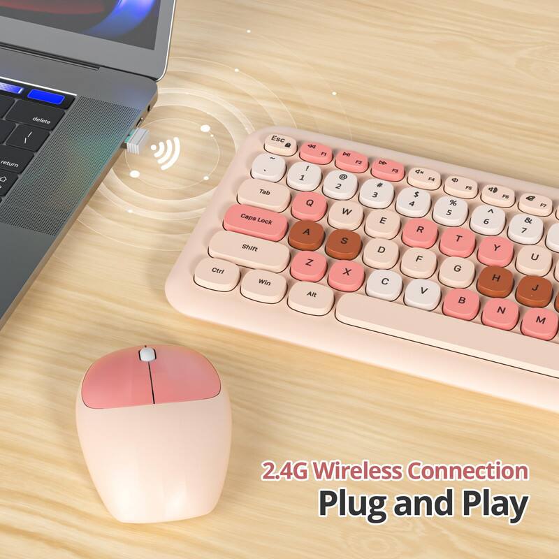 Delete / Return  
Ctrl Esc - . Tab Caps Lock Shift Win  
1 Q A Z Alt F1 E 2 W S X F2 D 3 E D F3 F $ 4 R F V F4 % 5 T G F5 A 6 Y H N F6 & 7 U J M F7  
2.4G Wireless Connection Plug and Play