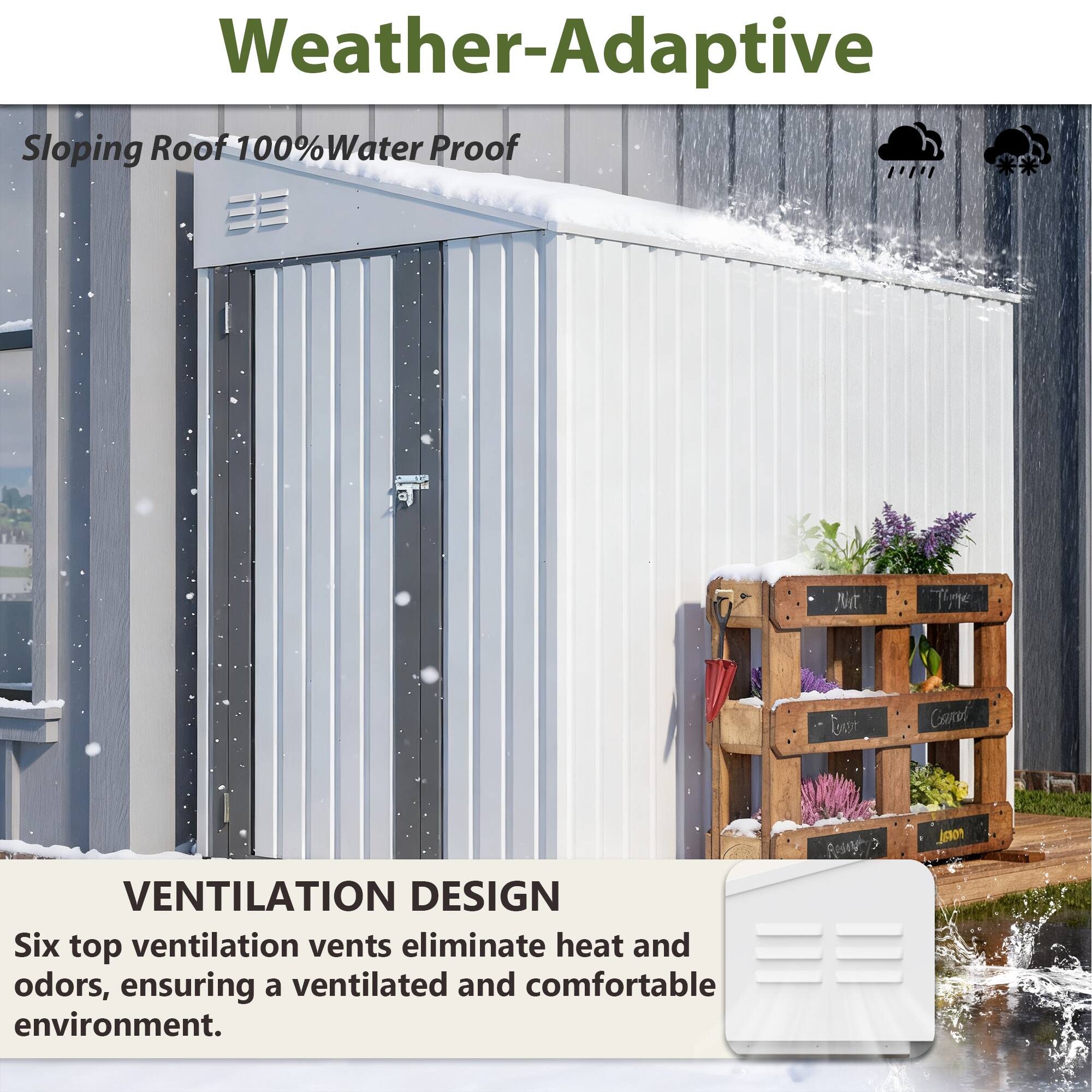 Alt View 1. Lirago - 4x7 FT Outdoor Storage Shed All-Weather Metal Shed with Lockable Doors - White.