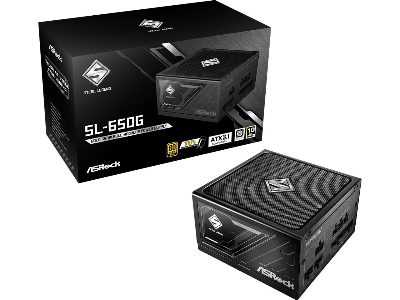 ASRock SL-650G GOLD 650W FULL MODULAR POWER SUPPLY - 100% ATX3.1 COMPATIBLE - 80 PLUS