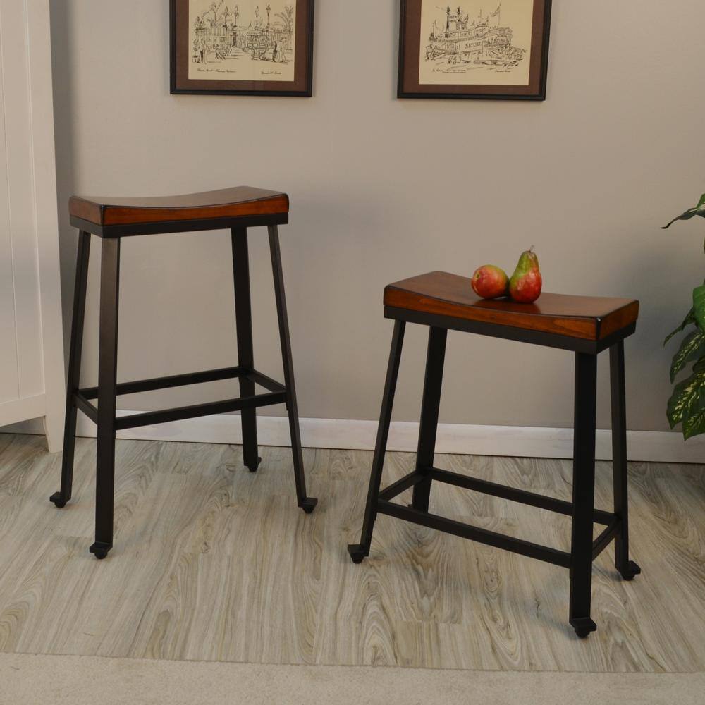 Back. Carolina Chair & Table - Thea 30" Saddle Seat Barstool - Chestnut/Black - Chestnut, Black.