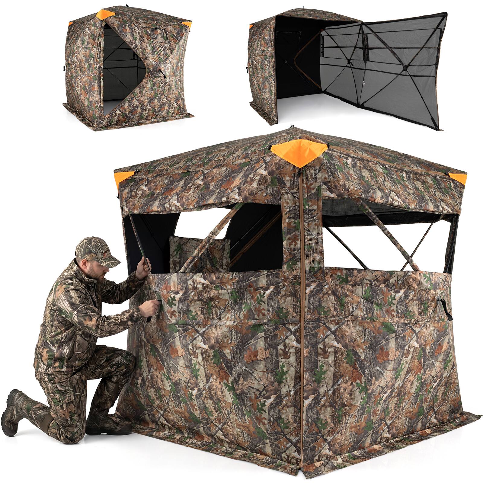 Alt View 7. Costway - Costway Hunting Blind 270° Silent See-Through with 90° Full-Open Swing Door Sliding Windows - Camouflage.